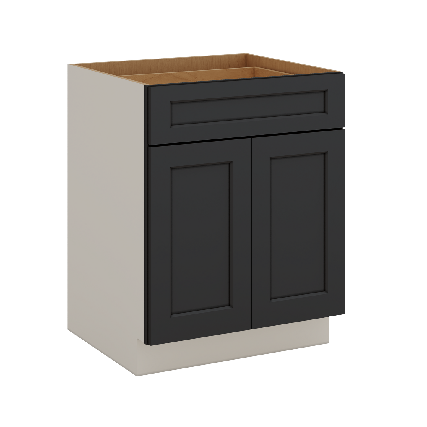 Base Cabinet - Two Doors 24", 27", 30", 33 & 36" Wide 15HNS Hermosa Noir Black Shaker 1-1/4" Overlay