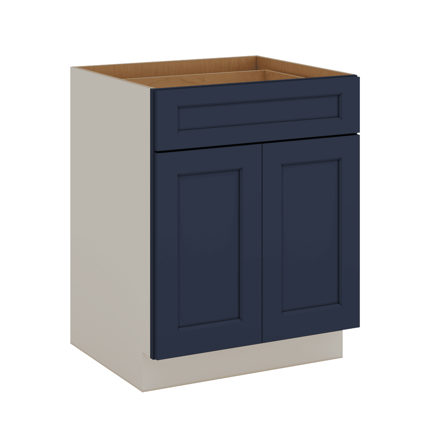 Base Cabinet - Two Doors 24", 27", 30", 33 & 36" Wide NB29 Naval Blue Shaker 1-1/4" Overlay
