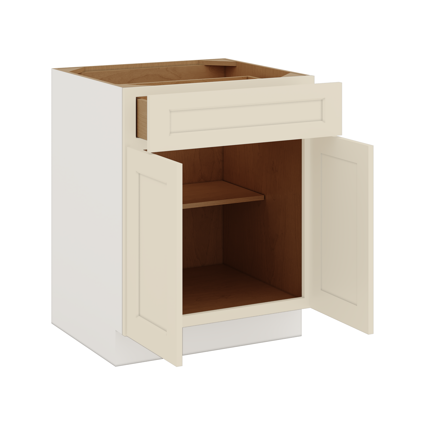 Base Cabinet - Two Doors 24", 27", 30", 33 & 36" Wide Manhattan Cream Shaker 1-1/4" Overlay