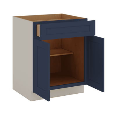 Base Cabinet - Two Doors 24", 27", 30", 33 & 36" Wide NB29 Naval Blue Shaker 1-1/4" Overlay