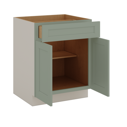 24", 27", 30", 33 & 36"42" Wide Base Cabinet - Two Doors Sage Green Shaker 1-1/4" Overlay