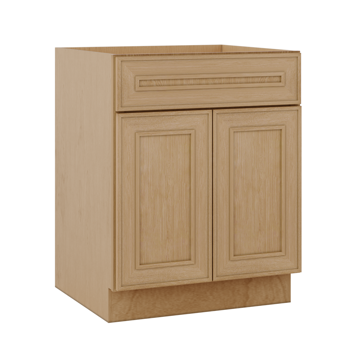 Natural oak elegant craftsman shaker 2-door base 24"–36" rta kitchen cabinet – open view