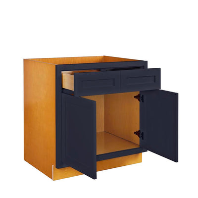 Oxford Blue Inset Shaker Base Cabinet - Double Door 30", 33" & 36" Wide