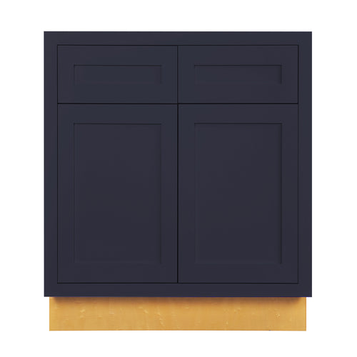 Oxford Blue Inset Shaker Base Cabinet - Double Door 30", 33" & 36" Wide