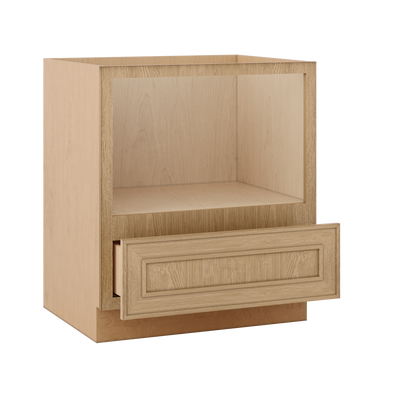 30" Microwave Base Cabinet Overlay Elegant Oak Craftsman White Oak Shaker