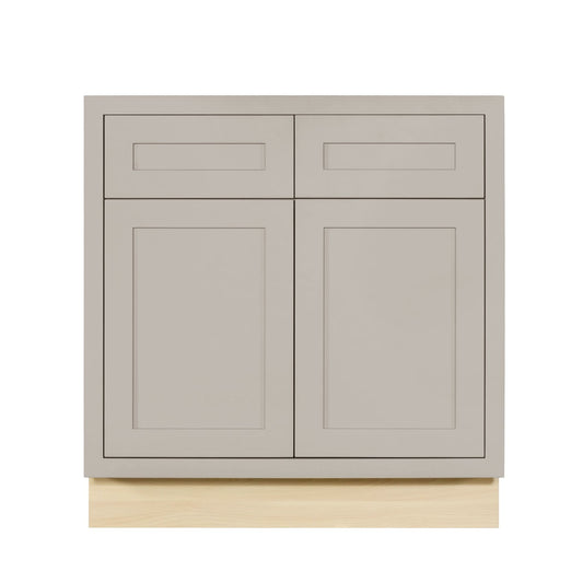 Tuscan Gray Inset Shaker Base Cabinet - Double Door 30", 33" & 36" Wide