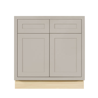 Tuscan Gray Inset Shaker Base Cabinet - Double Door 30", 33" & 36" Wide