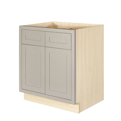 Tuscan Gray Inset Shaker Base Cabinet - Double Door 30", 33" & 36" Wide