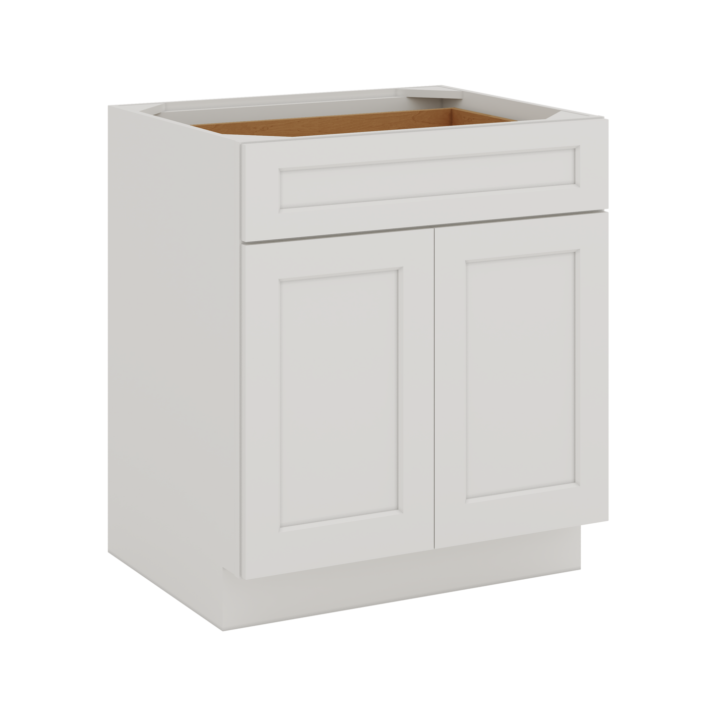 Base Cabinet - Two Doors 24", 27", 30", 33", 36" & 42" Wide 2WS White Shaker 1-1/4" Overlay