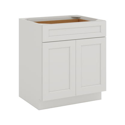 Base Cabinet - Two Doors 24", 27", 30", 33", 36" & 42" Wide 2WS White Shaker 1-1/4" Overlay