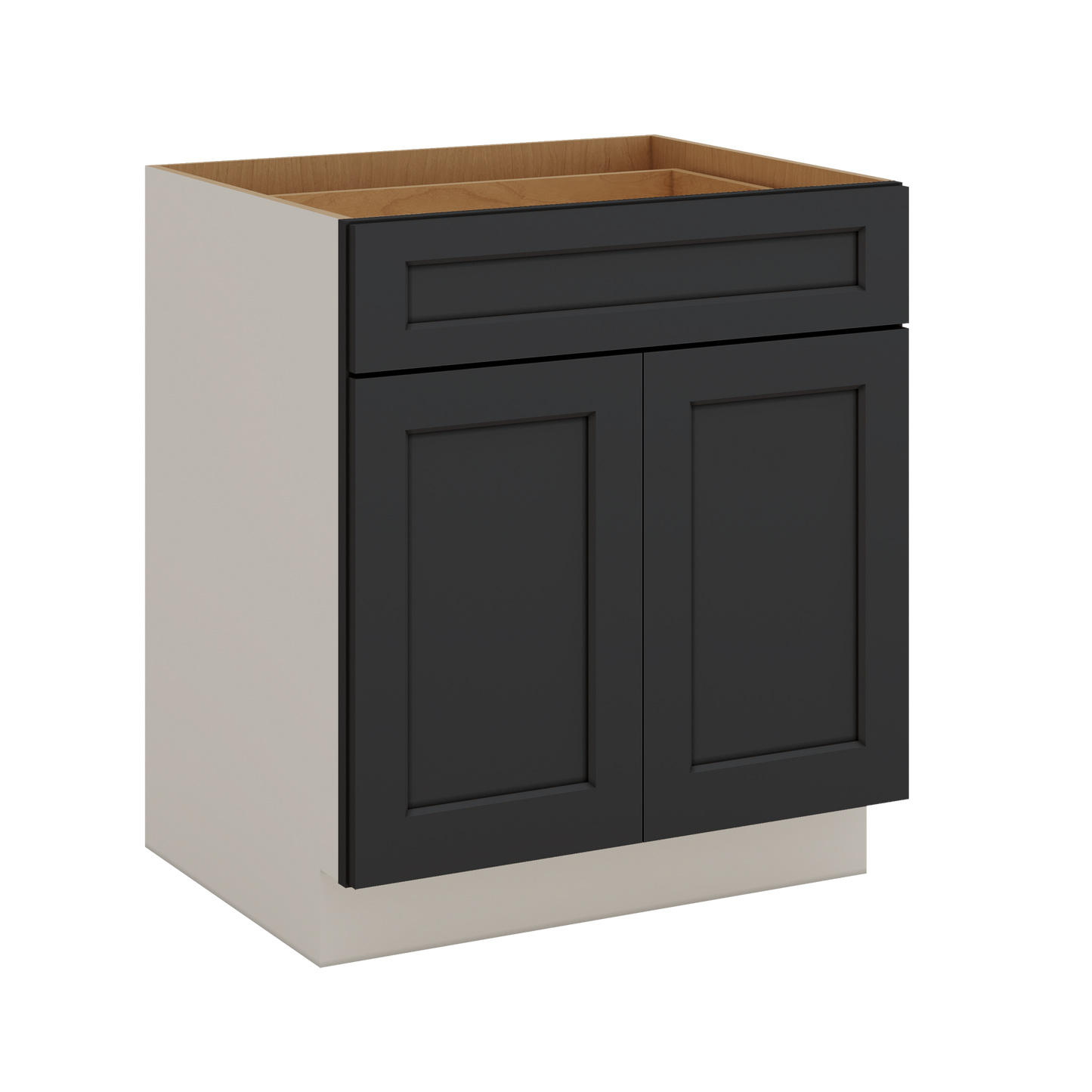 Base Cabinet - Two Doors 24", 27", 30", 33 & 36" Wide 15HNS Hermosa Noir Black Shaker 1-1/4" Overlay