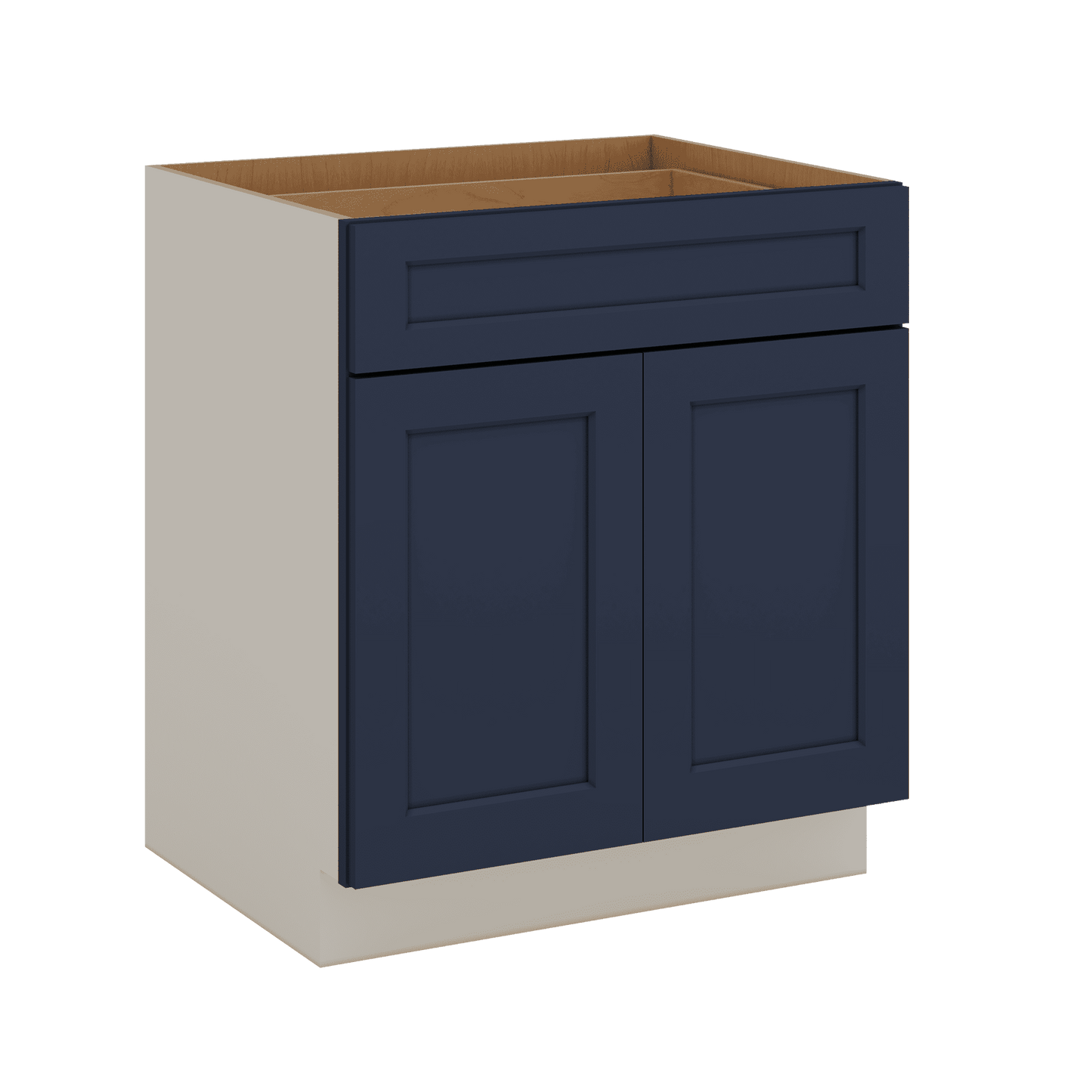 Base Cabinet - Two Doors 24", 27", 30", 33 & 36" Wide NB29 Naval Blue Shaker 1-1/4" Overlay