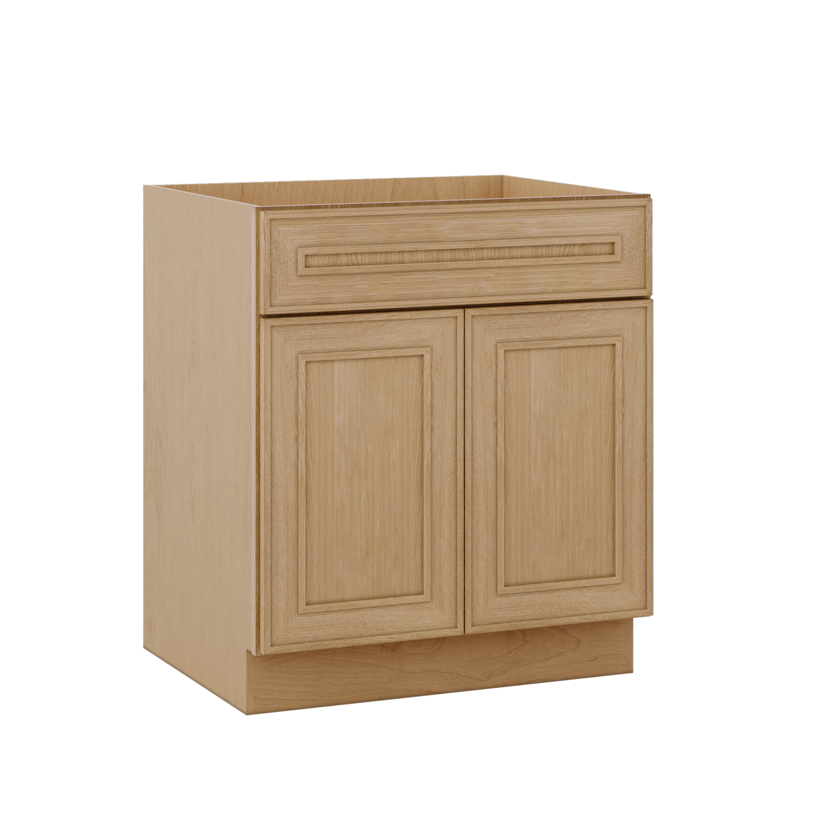 Natural oak elegant craftsman shaker 2-door base 24"–36" rta kitchen cabinet – angle view