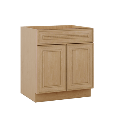 Base 24", 27", 30", 33 & 36" Wide Elegant Oak Craftsman Shaker 1-1/4" Overlay Base Cabinet - Two Doors - One Drawer