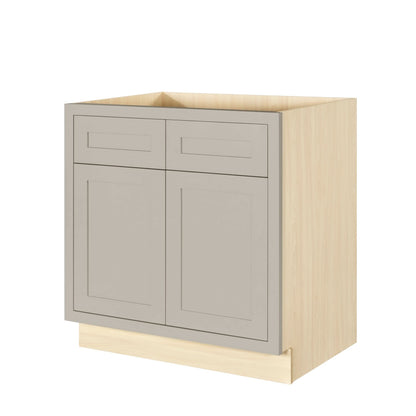 Tuscan Gray Inset Shaker Base Cabinet - Double Door 30", 33" & 36" Wide