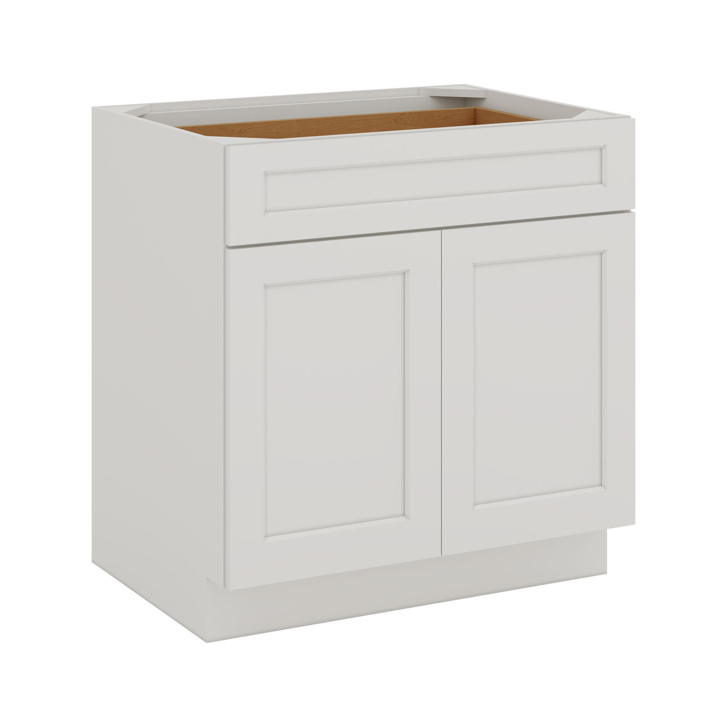Base Cabinet - Two Doors 24", 27", 30", 33", 36" & 42" Wide 2WS White Shaker 1-1/4" Overlay