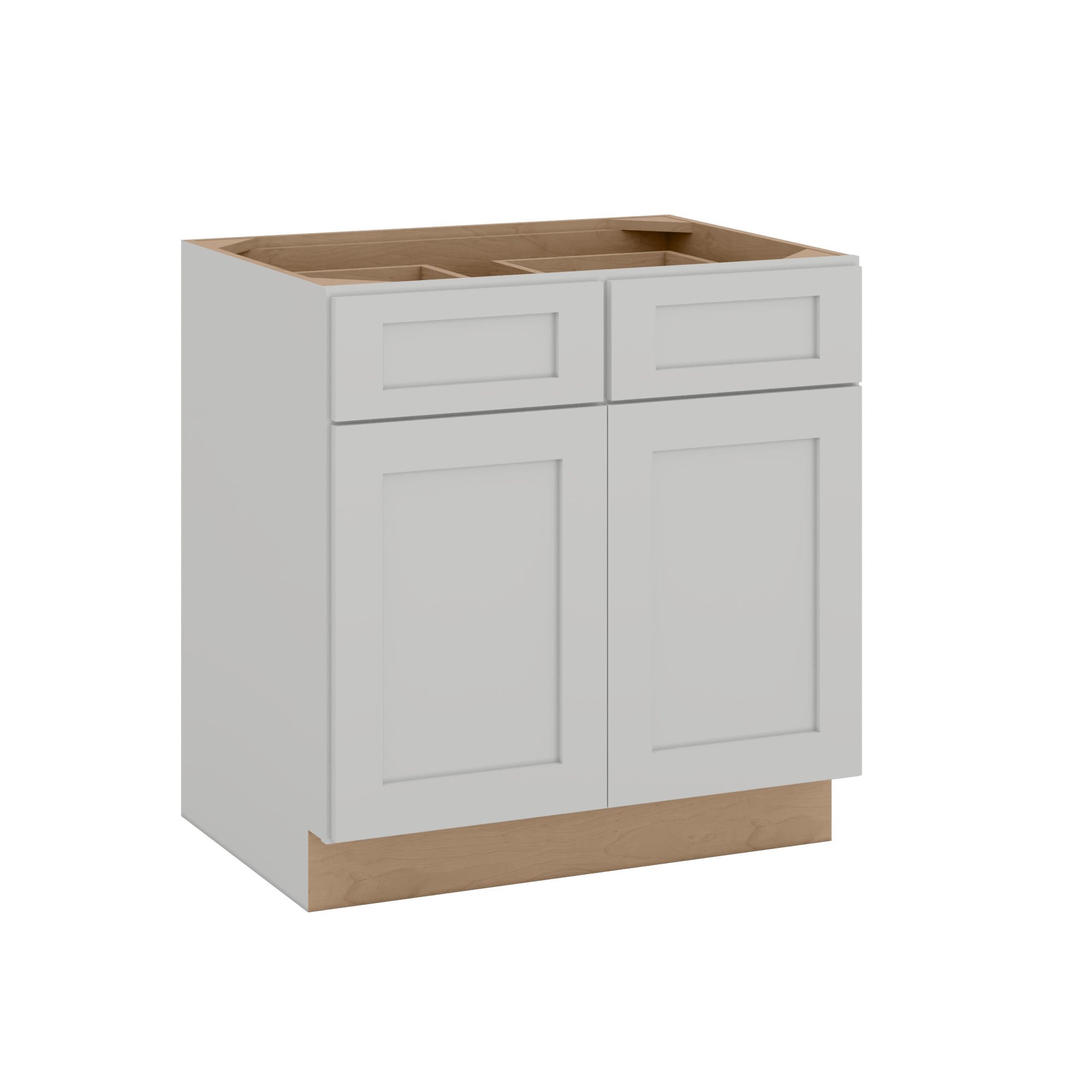 33", 36", 39" & 42" Base Cabinet with Two Doors and Two Drawers | RTA Unassembled | Premium Shaker White Full Overlay