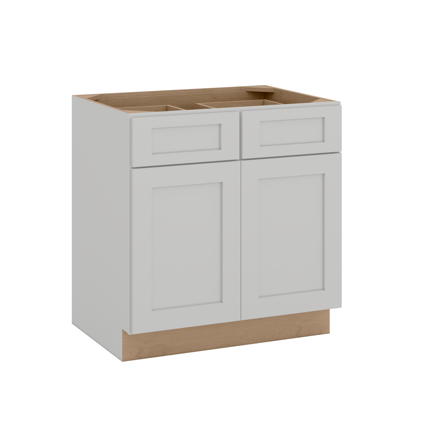 33", 36", 39" & 42" Base Cabinet with Two Doors and Two Drawers | RTA Unassembled | Polar White Shaker Full Overlay