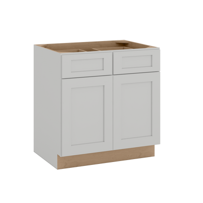 33", 36", 39" & 42" Base Cabinet with Two Doors and Two Drawers | RTA Unassembled | Polar White Shaker Full Overlay