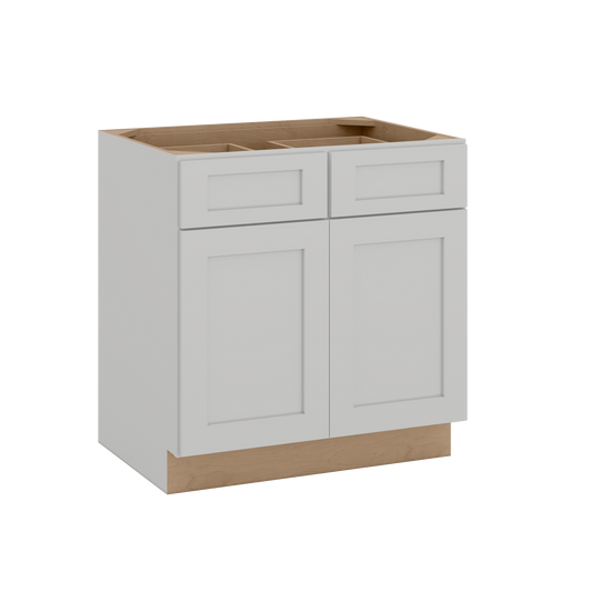33", 36", 39" & 42" Base Cabinet with Two Doors and Two Drawers | RTA Unassembled | Polar White Shaker Full Overlay