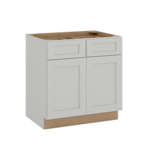 33", 36", 39" & 42" Base Cabinet with Two Doors and Two Drawers | RTA Unassembled | Premium Shaker White Full Overlay