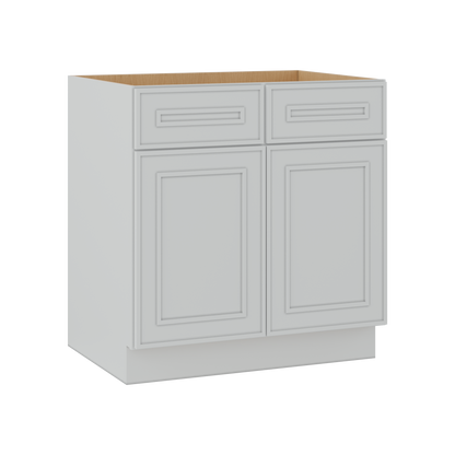 Base 24", 27", 30", 33 & 36" Wide White Elegant Oak Craftsman Shaker 1-1/4" Overlay Base Cabinet - Two Doors - One Drawer