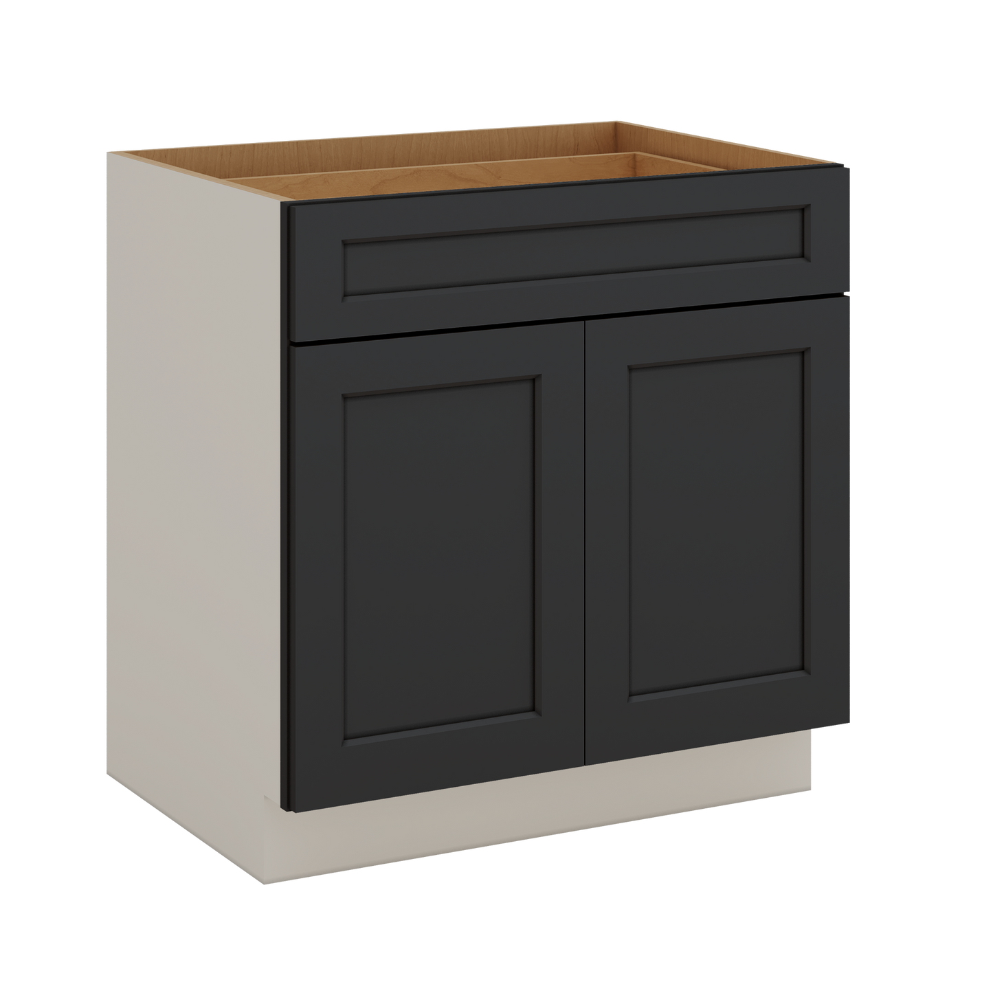 Base Cabinet - Two Doors 24", 27", 30", 33 & 36" Wide 15HNS Hermosa Noir Black Shaker 1-1/4" Overlay