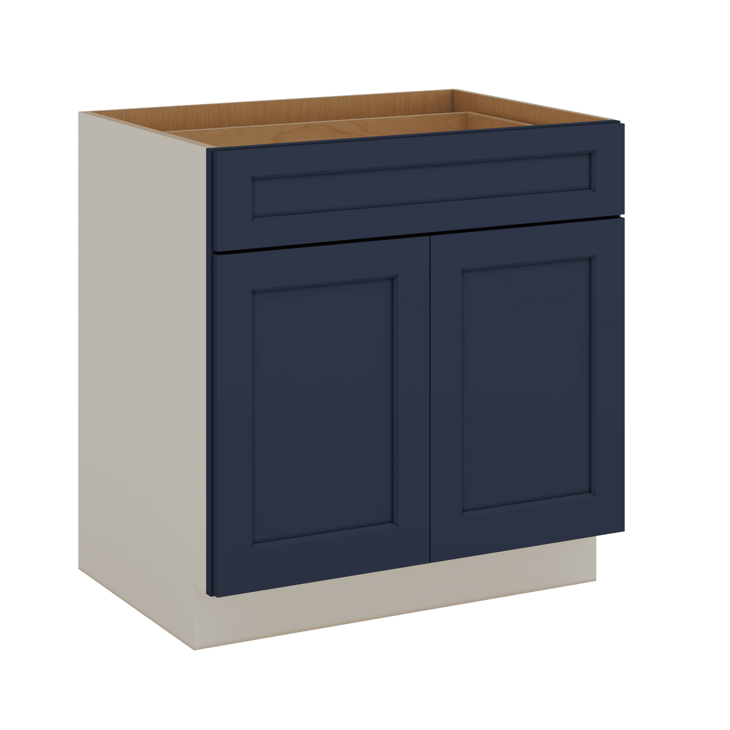 Base Cabinet - Two Doors 24", 27", 30", 33 & 36" Wide NB29 Naval Blue Shaker 1-1/4" Overlay