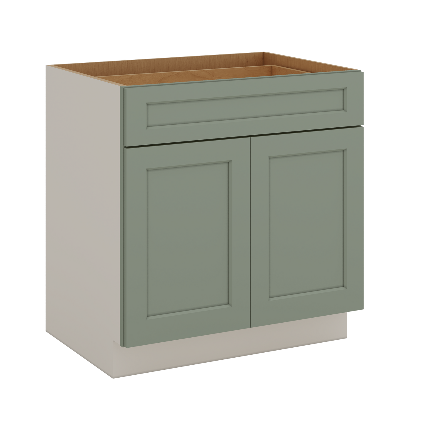24", 27", 30", 33 & 36"42" Wide Base Cabinet - Two Doors Sage Green Shaker 1-1/4" Overlay