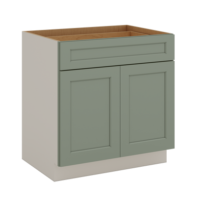 24", 27", 30", 33 & 36"42" Wide Base Cabinet - Two Doors Sage Green Shaker 1-1/4" Overlay