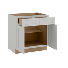 33", 36", 39" & 42" Base Cabinet with Two Doors and Two Drawers | RTA Unassembled | Premium Shaker White Full Overlay