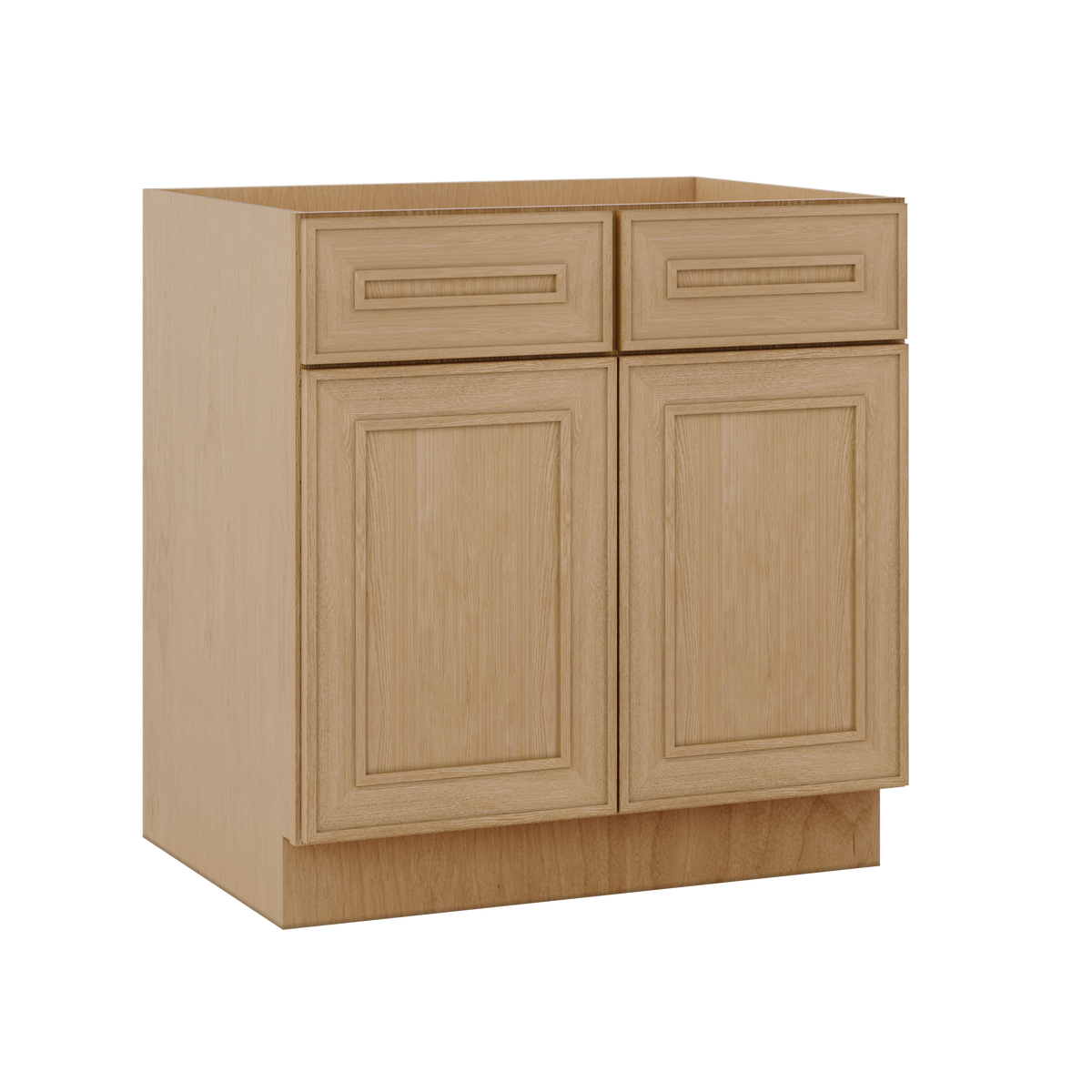 Natural oak elegant craftsman shaker 2-door base 24"–36" rta kitchen cabinet – dimension diagram