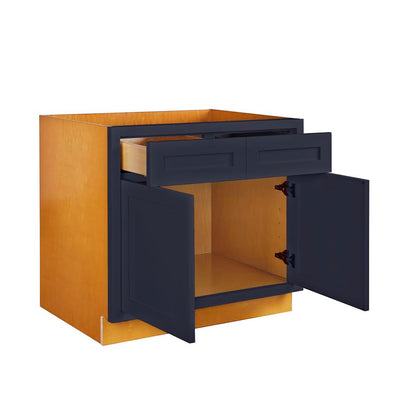 Oxford Blue Inset Shaker Base Cabinet - Double Door 30", 33" & 36" Wide