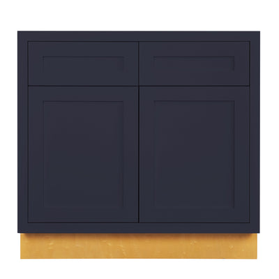 Oxford Blue Inset Shaker Base Cabinet - Double Door 30", 33" & 36" Wide