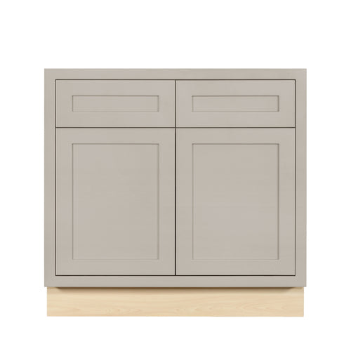 Tuscan Gray Inset Shaker Base Cabinet - Double Door 30", 33" & 36" Wide