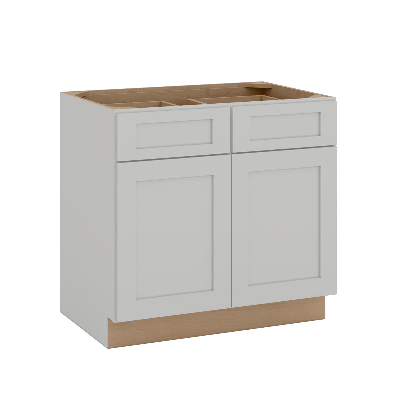33", 36", 39" & 42" Base Cabinet with Two Doors and Two Drawers | RTA Unassembled | Polar White Shaker Full Overlay