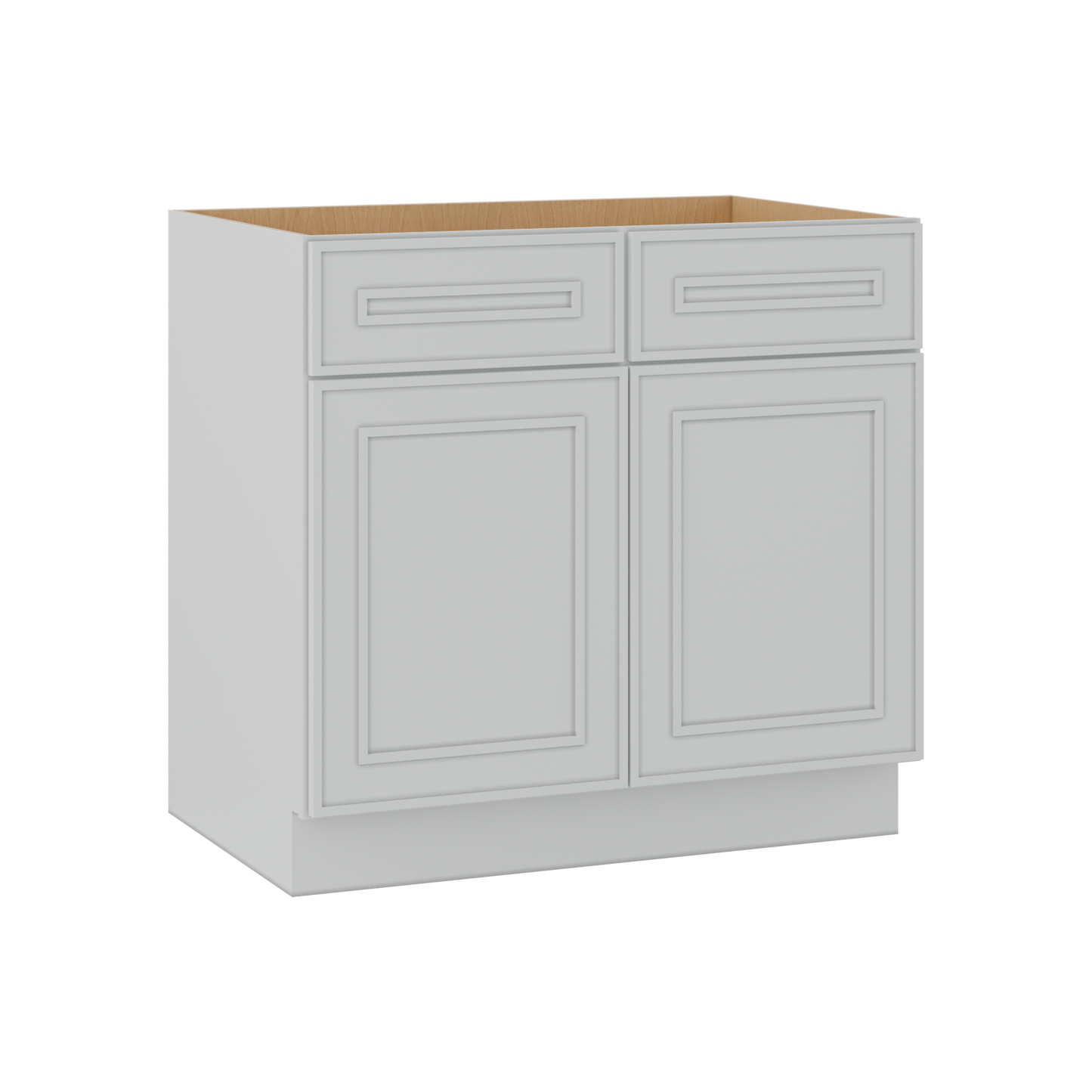 Base 24", 27", 30", 33 & 36" Wide White Elegant Oak Craftsman Shaker 1-1/4" Overlay Base Cabinet - Two Doors - One Drawer