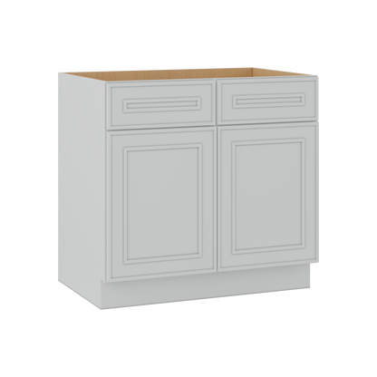 Base 24", 27", 30", 33 & 36" Wide White Elegant Oak Craftsman Shaker 1-1/4" Overlay Base Cabinet - Two Doors - One Drawer