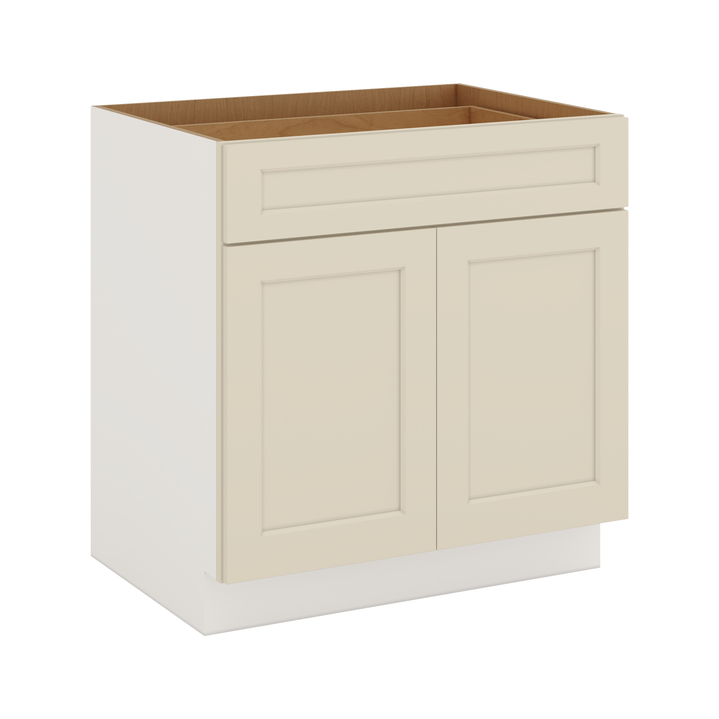 Base Cabinet - Two Doors 24", 27", 30", 33 & 36" Wide Manhattan Cream Shaker 1-1/4" Overlay