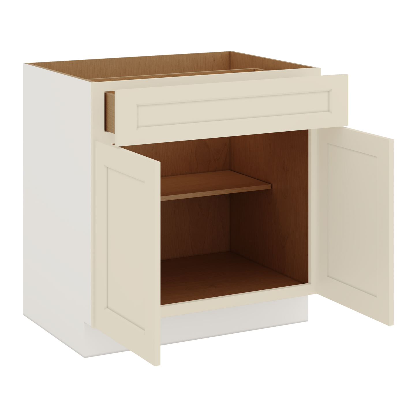 Base Cabinet - Two Doors 24", 27", 30", 33 & 36" Wide Manhattan Cream Shaker 1-1/4" Overlay