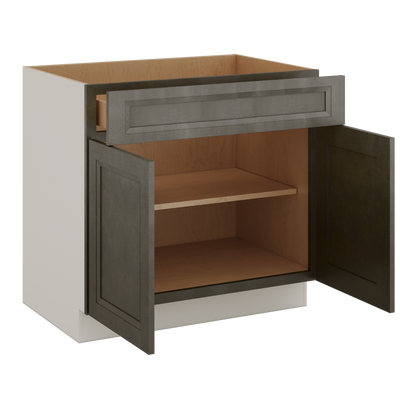 Huntington Cinder Double Shaker Base Cabinet - Two Doors 24", 27", 30", 33 & 36" Wide