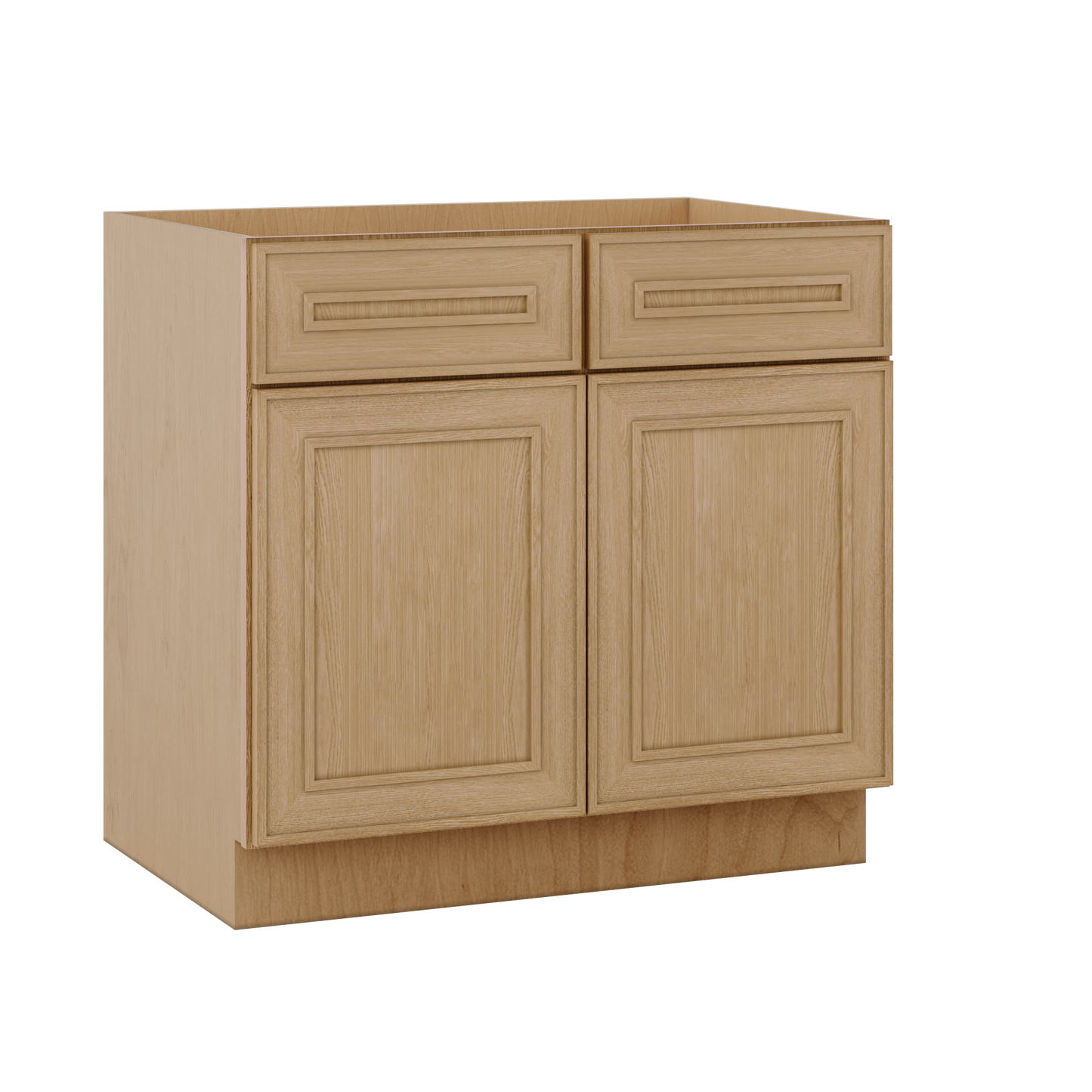Base 24", 27", 30", 33 & 36" Wide Elegant Oak Craftsman Shaker 1-1/4" Overlay Base Cabinet - Two Doors - One Drawer
