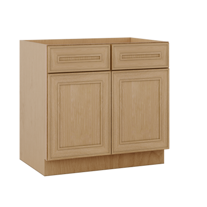 Base 24", 27", 30", 33 & 36" Wide Elegant Oak Craftsman Shaker 1-1/4" Overlay Base Cabinet - Two Doors - One Drawer