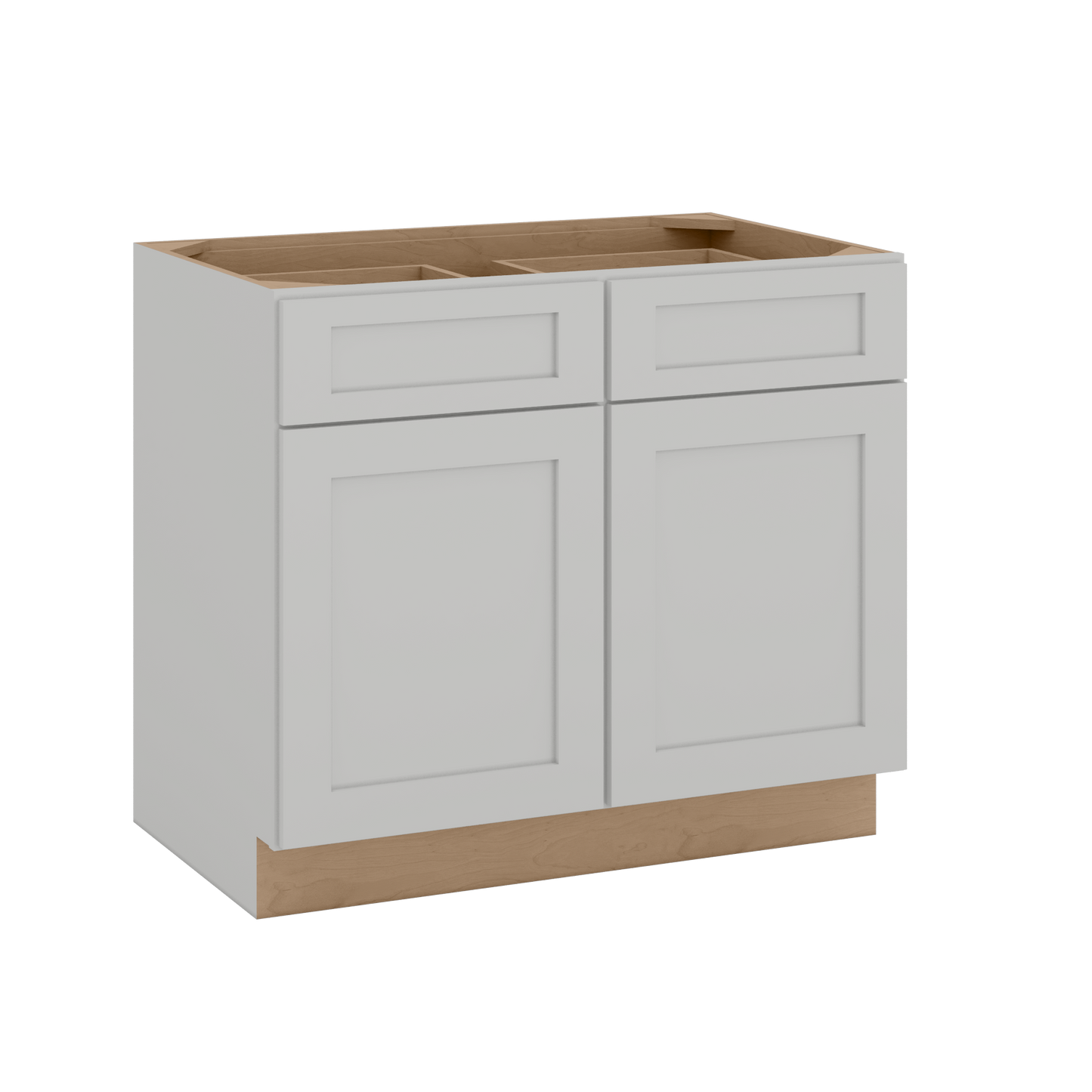 33", 36", 39" & 42" Base Cabinet with Two Doors and Two Drawers | RTA Unassembled | Polar White Shaker Full Overlay