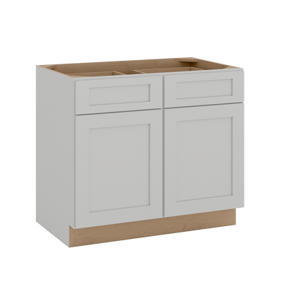 33", 36", 39" & 42" Base Cabinet with Two Doors and Two Drawers | RTA Unassembled | Polar White Shaker Full Overlay