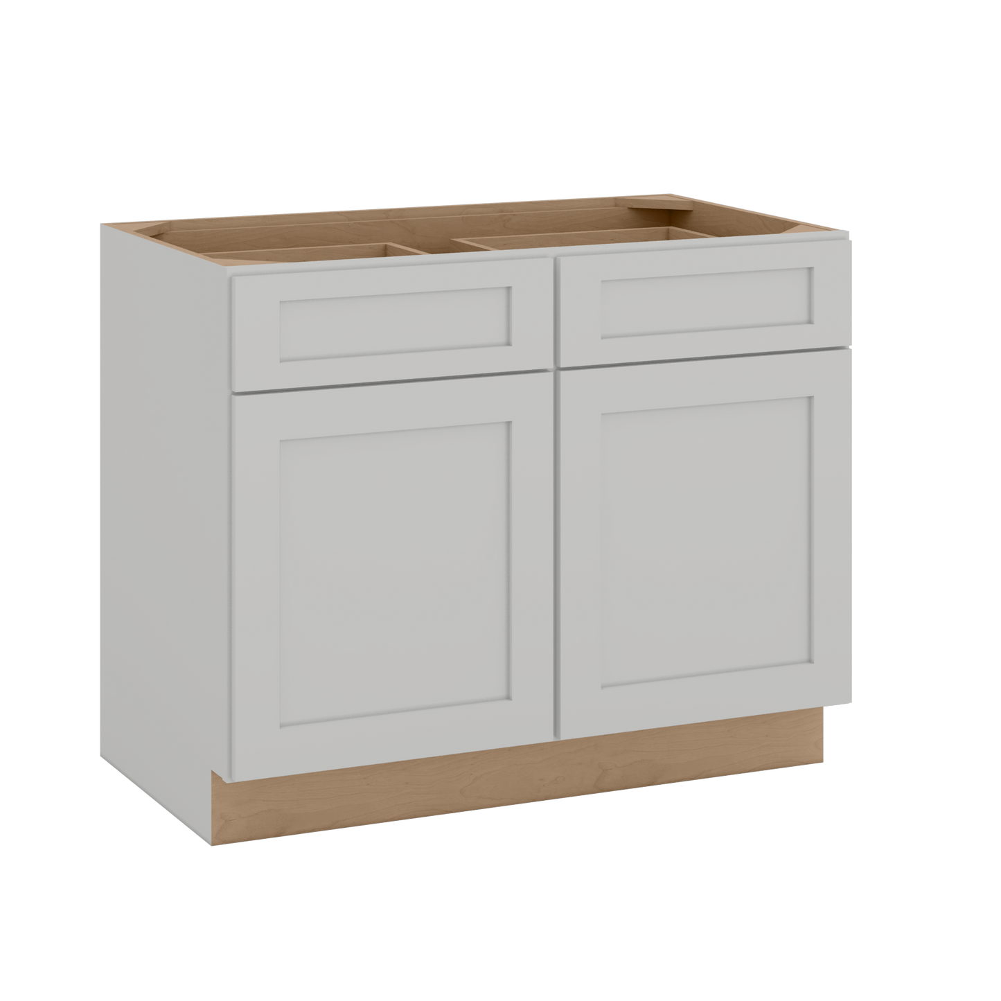 33", 36", 39" & 42" Base Cabinet with Two Doors and Two Drawers | RTA Unassembled | Polar White Shaker Full Overlay