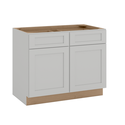 33", 36", 39" & 42" Base Cabinet with Two Doors and Two Drawers | RTA Unassembled | Polar White Shaker Full Overlay