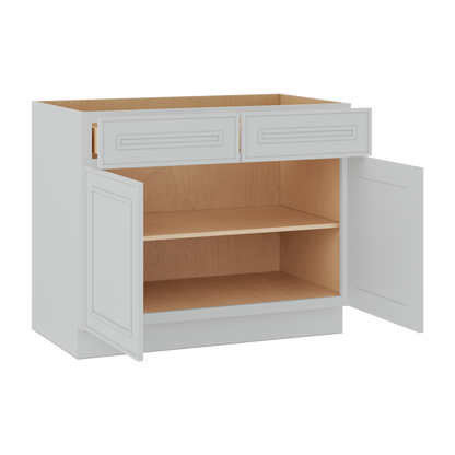 Base 24", 27", 30", 33 & 36" Wide White Elegant Oak Craftsman Shaker 1-1/4" Overlay Base Cabinet - Two Doors - One Drawer