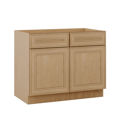 Base 24", 27", 30", 33 & 36" Wide Elegant Oak Craftsman Shaker 1-1/4" Overlay Base Cabinet - Two Doors - One Drawer