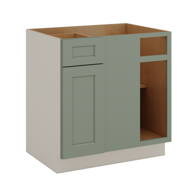 36"-42" & 42"-45" Blind Corner 1-1/4"  Overlay Base (Left or Right) 14SG Sage Green Shaker
